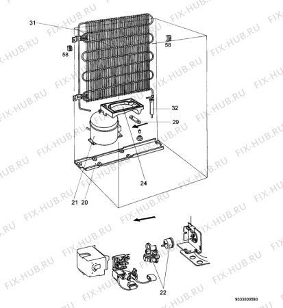Взрыв-схема холодильника Zanussi ZC199R - Схема узла Cooling system 017